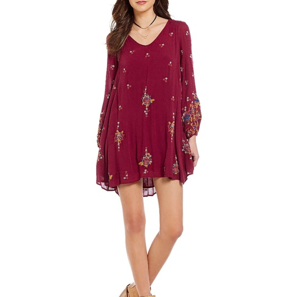 Free People Dresses & Skirts - Free People Boho Mini Dress in Plum